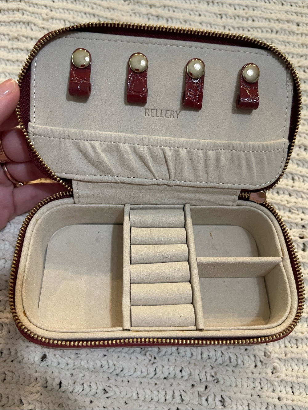 Rellery Burgundy Croc Travel Jewelry Case